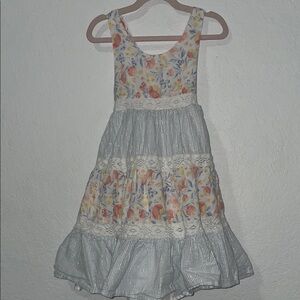 Tommy Bahama Girls Dress with Floral and Striped Design